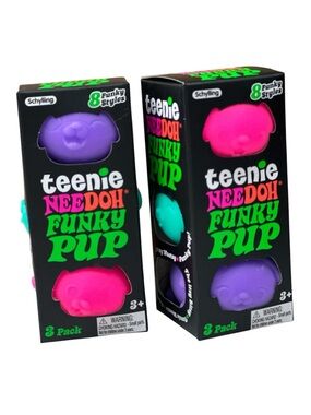 Teenie Needoh Funky Pup 3-Pack - Pink, Purple and Teal New